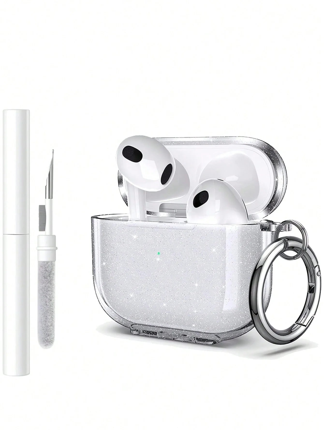 Glitter AirPods Case with Keychain Ring – Clear Sparkle Cover