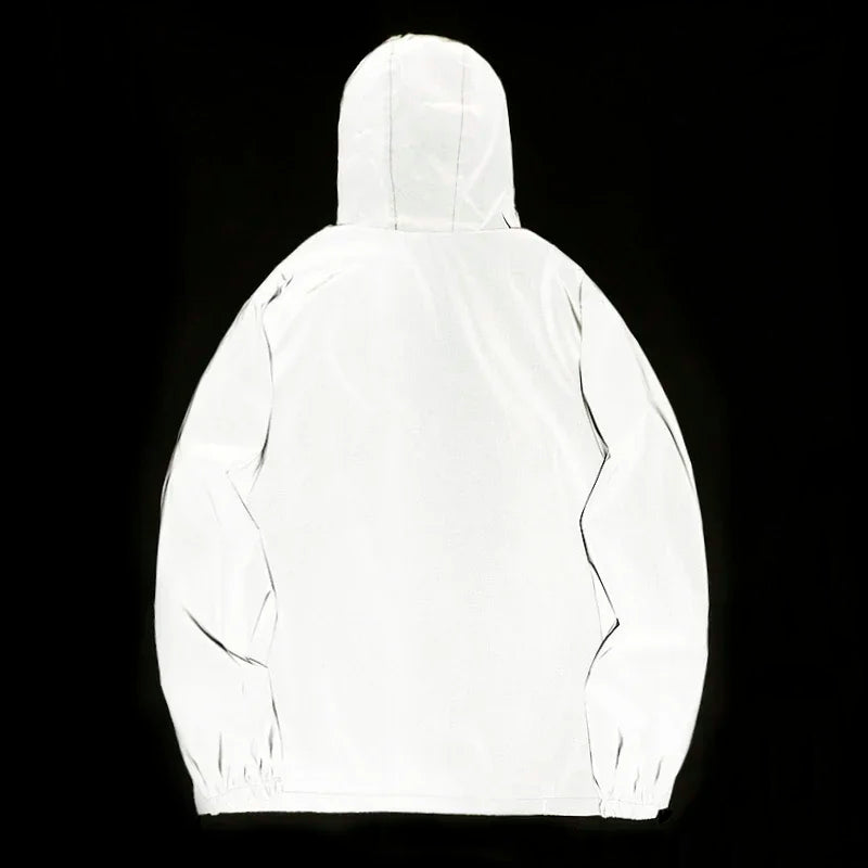 Reflective Hooded Jacket – Unisex Windproof Zip-Up Coat
