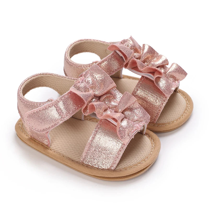 Baby Girl Pink Bow Sandals – Soft Sole Anti-Slip (0-18 Months)