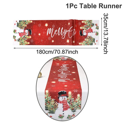 Christmas Table Runner – Festive Gnome & Santa Holiday Tablecloth