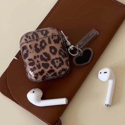 Leopard Print AirPods Case with Keychain – Soft Silicone Cover