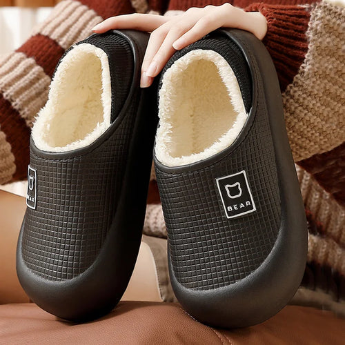 Waterproof Plush Slippers – Non-Slip Indoor & Outdoor, Men & Women