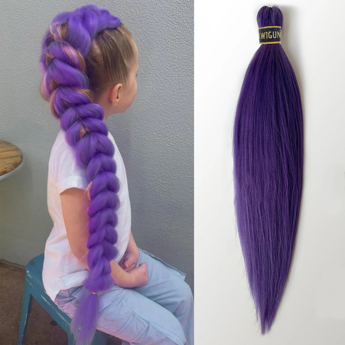 Purple Braided Clip-In Ponytail Hair Extension 26 Inch – Long Hairpiece for Kids & Cosplay