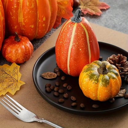 7-Piece Fake Foam Pumpkins Set – Halloween & Fall Harvest Decor