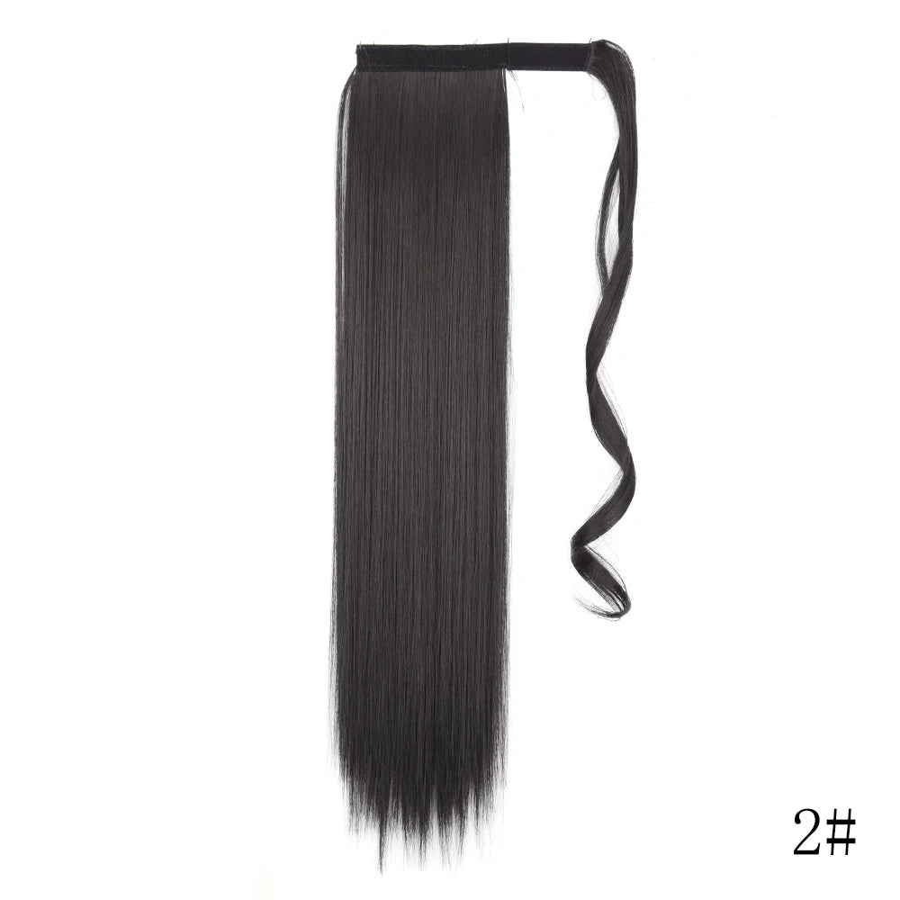 Wrap Around Ponytail Extension Synthetic Straight Hair 22-34 Inch