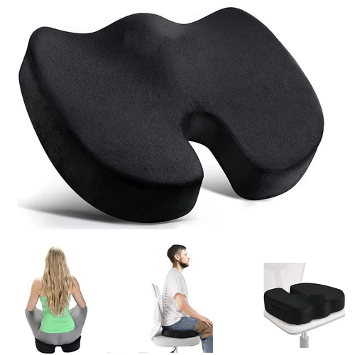 Memory Foam Orthopedic Seat Cushion – U-Shaped Coccyx Chair Pad