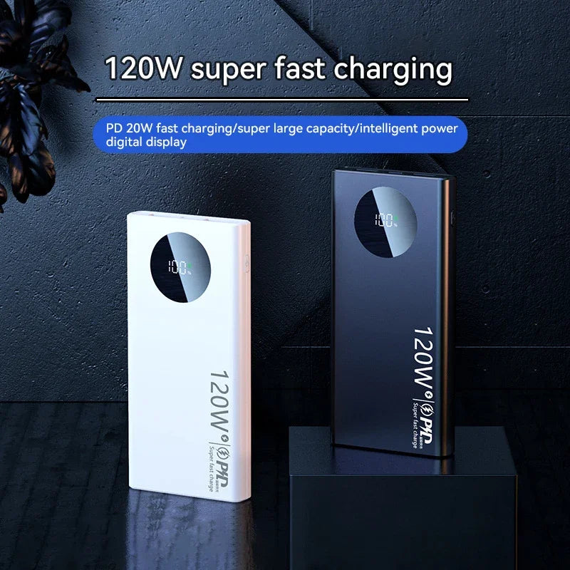 120W Super Fast Charging Power Bank – Up to 80000mAh Capacity