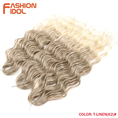 Deep Wave Braiding Hair Extensions 24 Inch – Synthetic Water Wave Crochet Hair