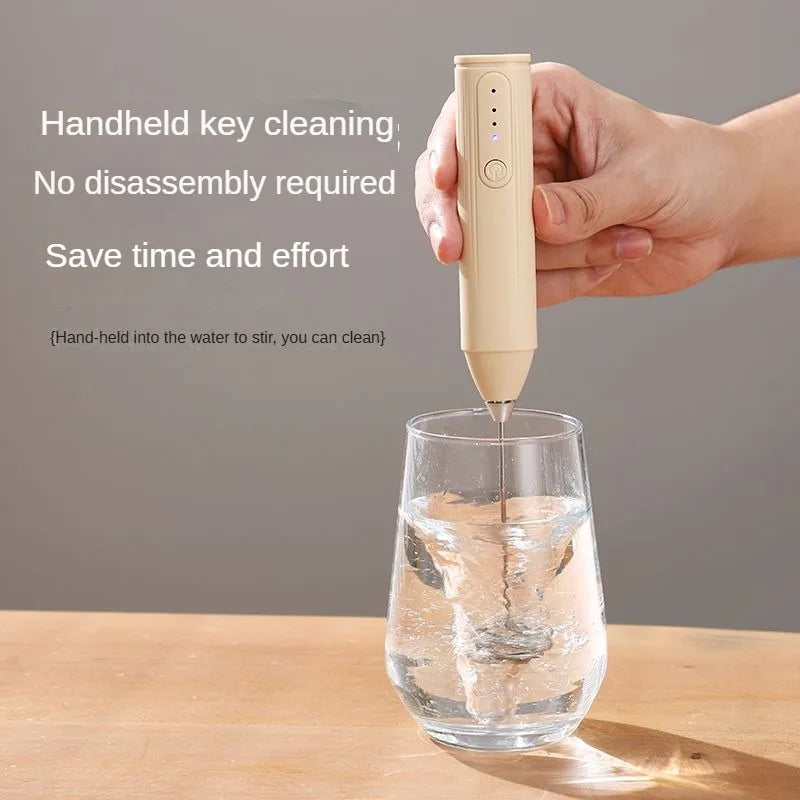 Electric Milk Frother Handheld USB Rechargeable 3-Speed Whisk Mixer