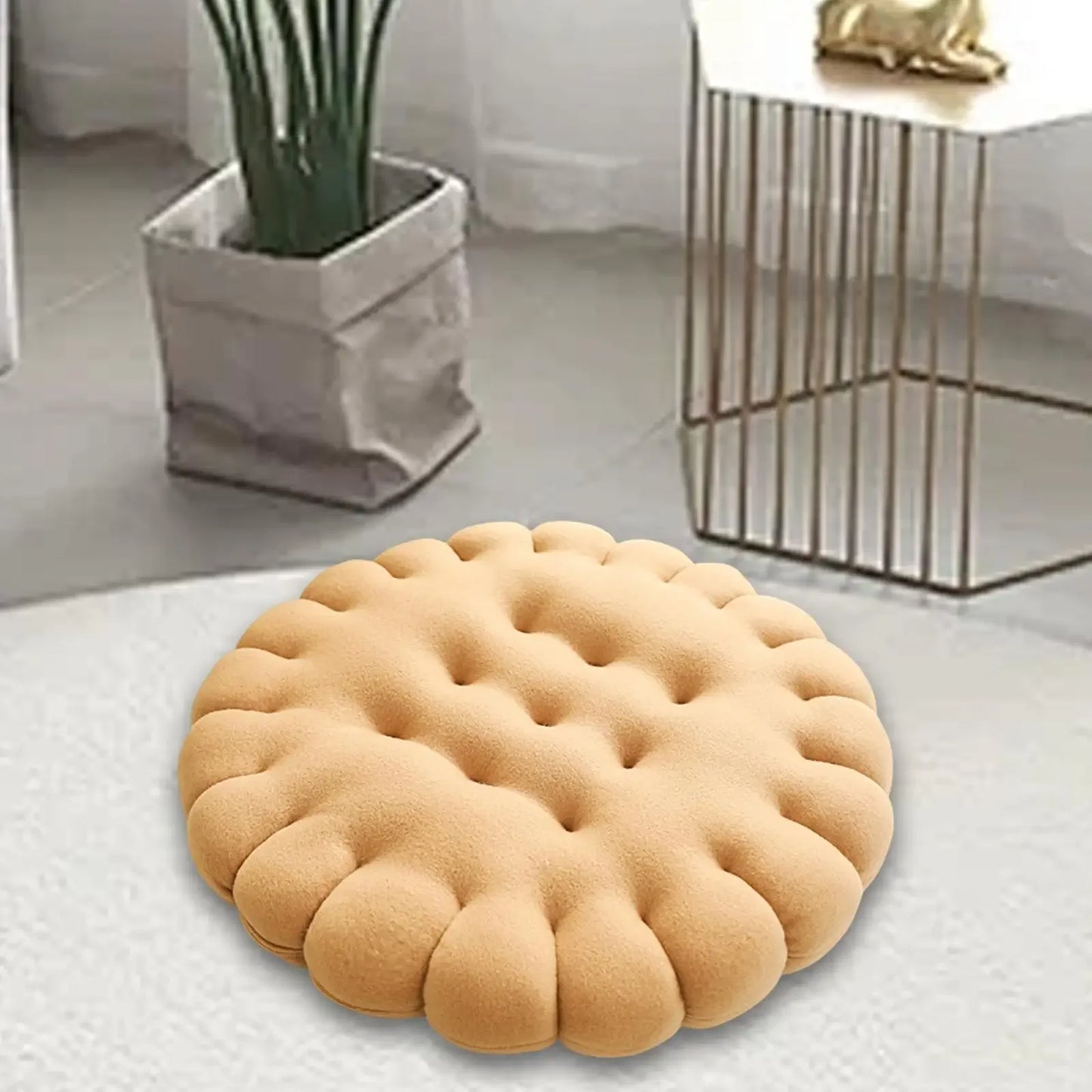 Biscuit Shape Seat Cushion – Cute Soft Thick Floor Pillow for Home & Balcony