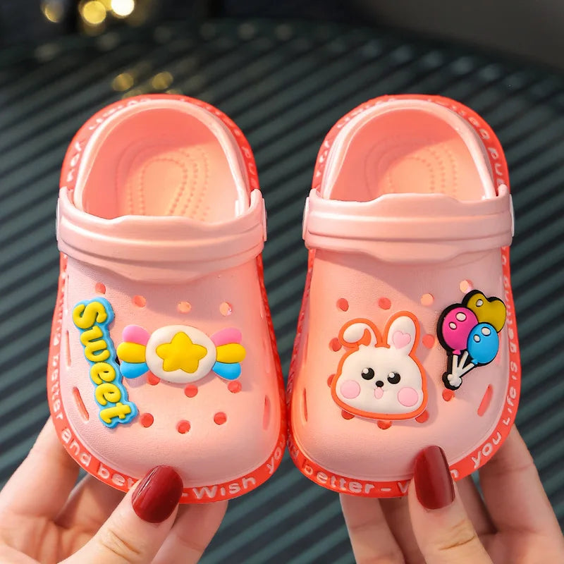 Kids Cartoon Clog Sandals – Lightweight Summer Beach Shoes with Charms