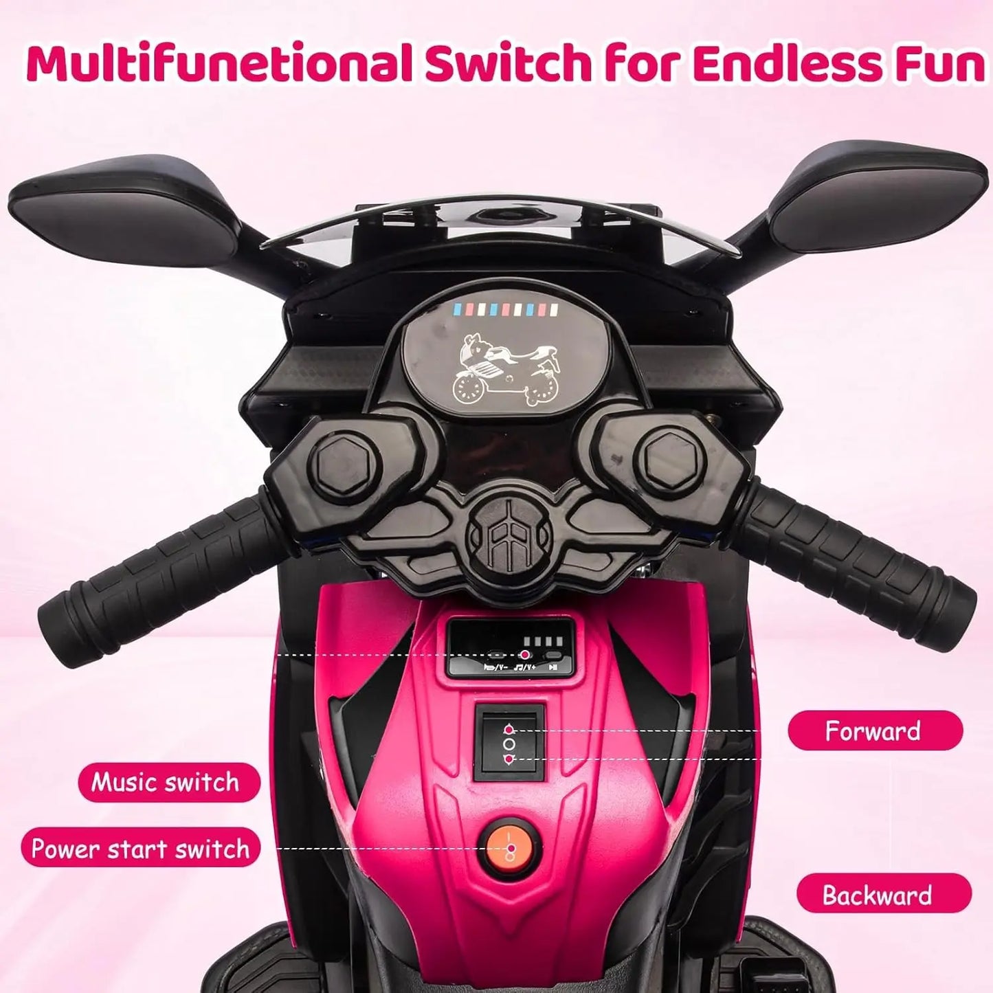 6V Kids Electric Ride On Motorcycle with Training Wheels