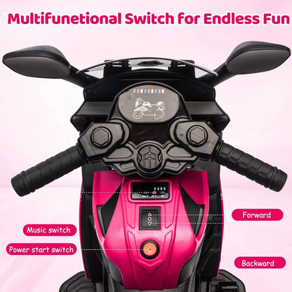 6V Kids Electric Ride On Motorcycle with Training Wheels