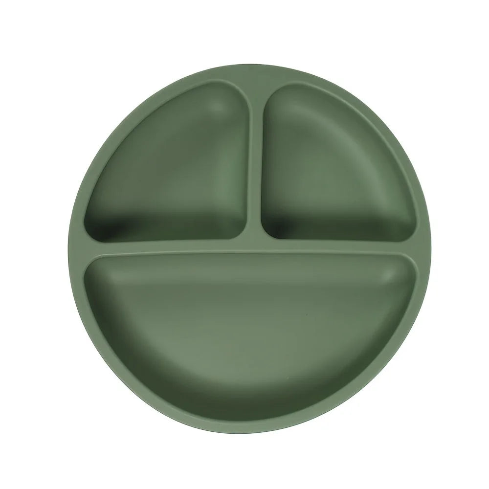 Silicone Baby Suction Plate – Divided Sections with Lid