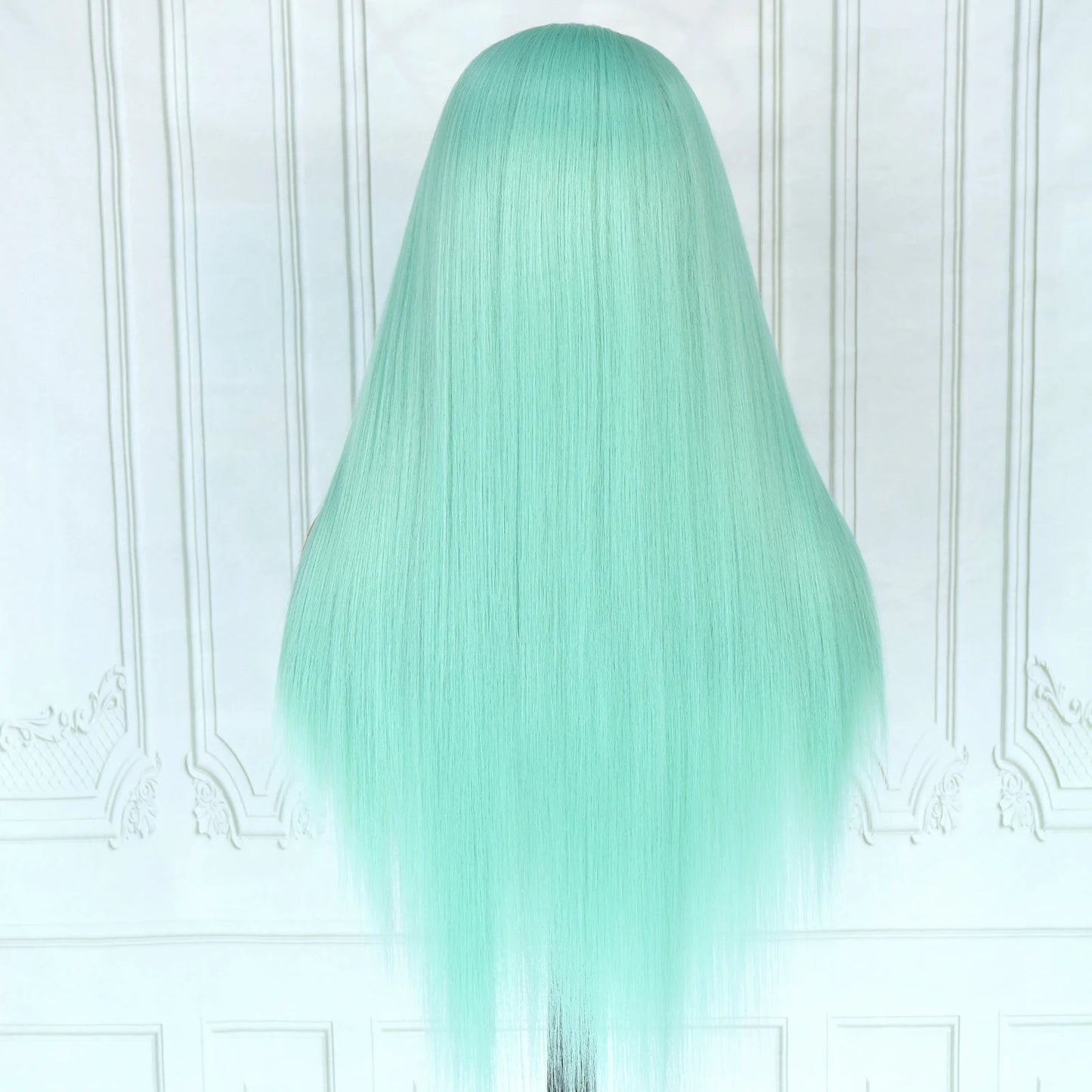 Blue Long Straight Synthetic Lace Front Wig 28 Inch 180% Density