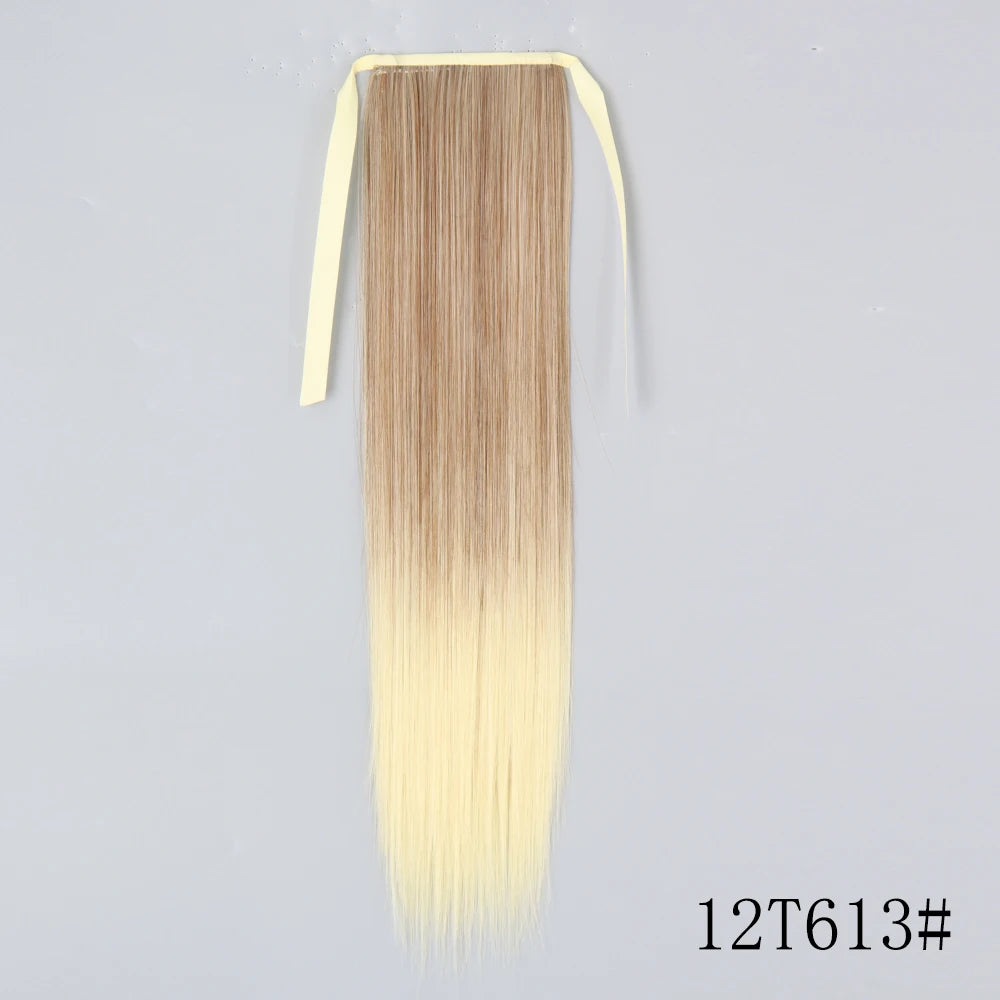 Wrap Around Ponytail Extension Synthetic Straight Hair 22-34 Inch