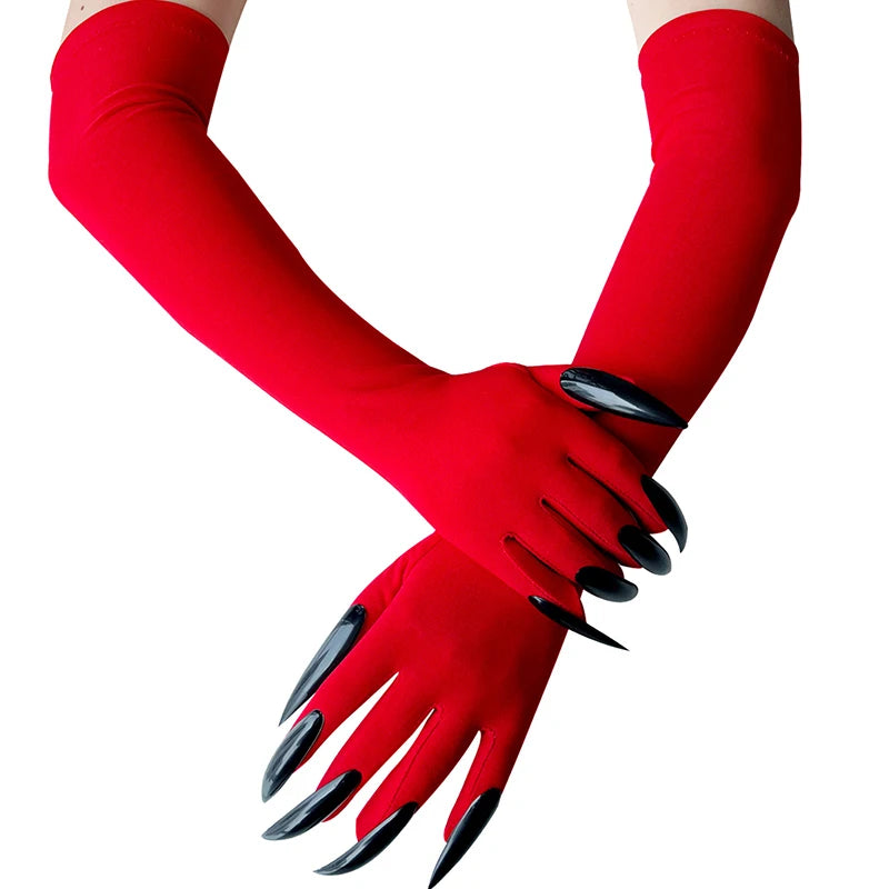 Halloween Long Claw Gloves – Scary Witch & Devil Costume Mittens