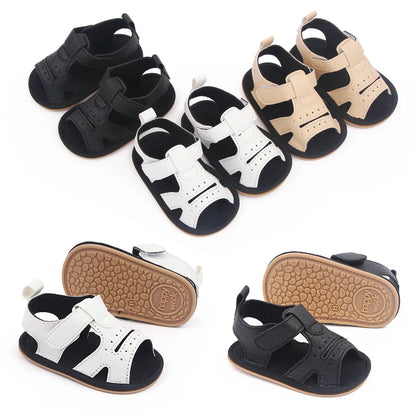 Baby Sandals Anti-Slip Soft PU Leather Toddler Shoes for Boys & Girls 0-18 Months