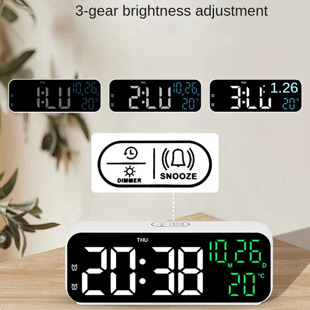 Digital Alarm Clock with Temperature, Date & Voice Control
