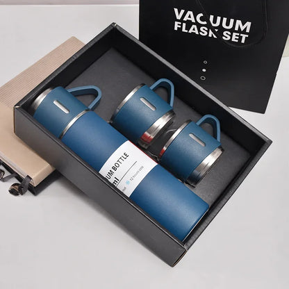 Vacuum Flask Gift Set with 3 Cups – Stainless Steel Thermos