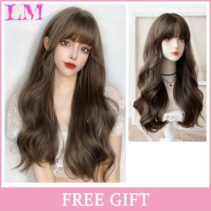 Cosplay Synthetic Wig with Bangs – Long Straight 24 Inch, Heat Resistant