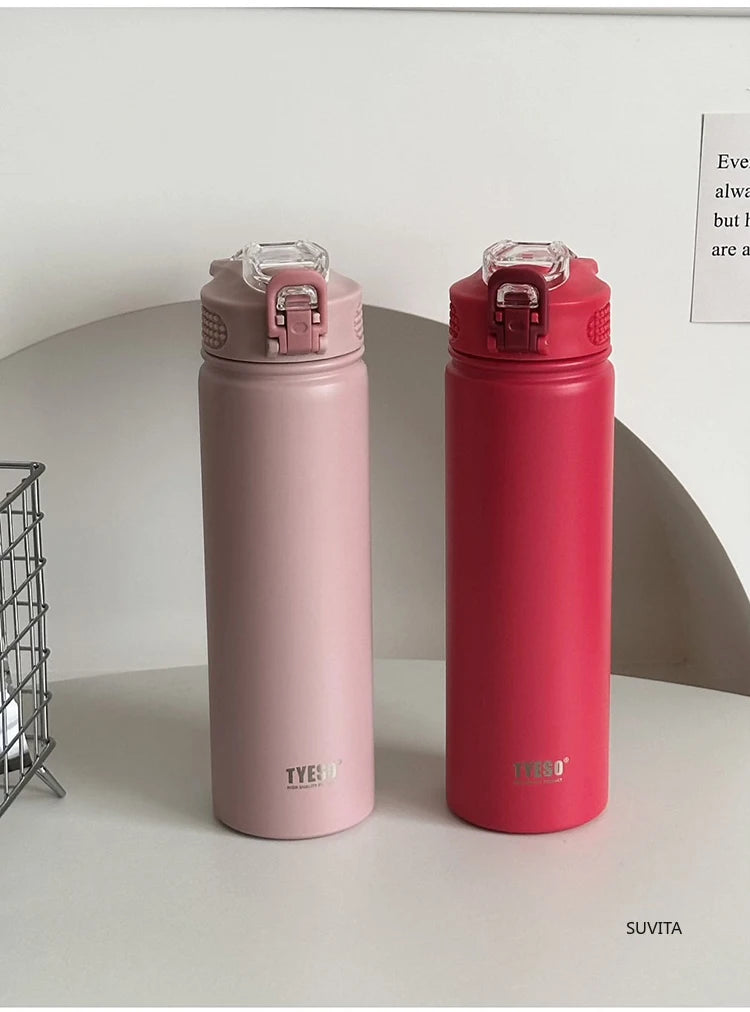 Tyeso Insulated Thermos Water Bottle with Straw – Stainless Steel