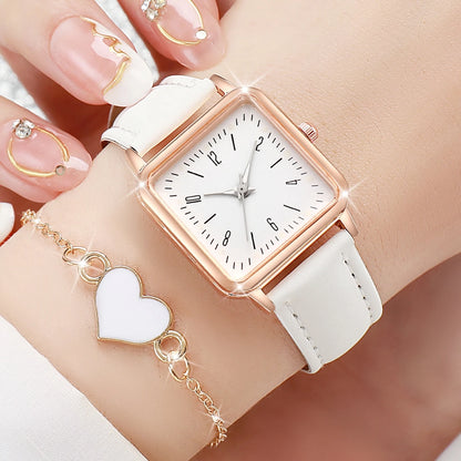 Women's Square Watch & Heart Bracelet Set – 2 or 4 Piece