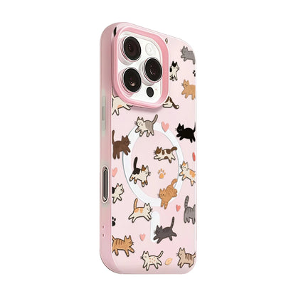 Whimsical Cat Parade Candy Color 2 IN 1 Magsafe iPhone Case