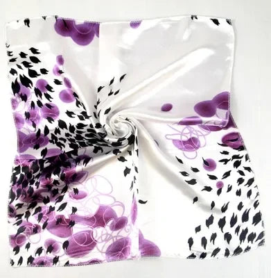 Women's Printed Square Head Scarf – 50x50cm Silk-Feel Kerchief
