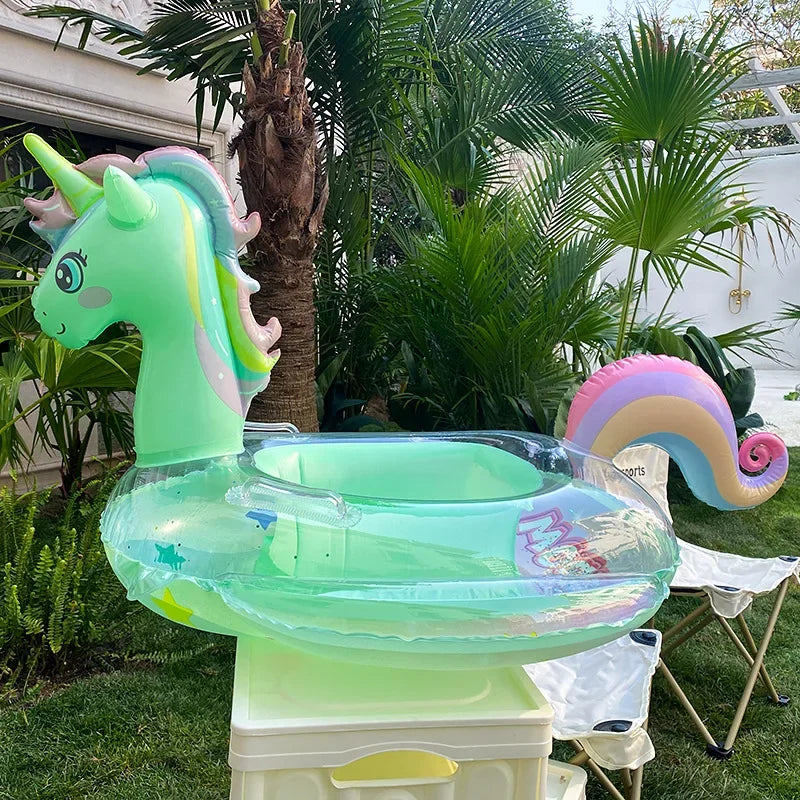 Unicorn Baby Swim Ring Inflatable Pool Float with Sequins