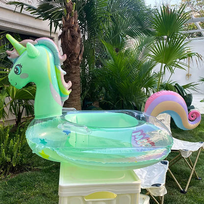 Unicorn Baby Swim Ring Inflatable Pool Float with Sequins