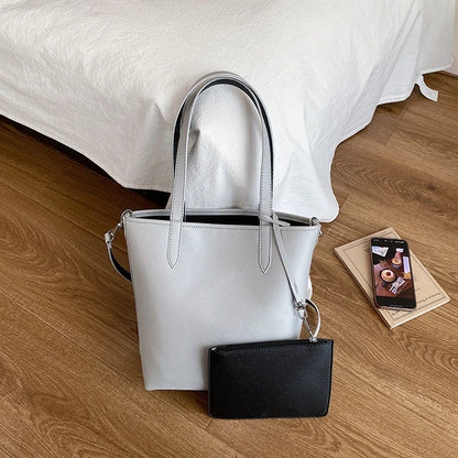 Double-Sided Tote Bag with Crossbody Pouch – Women's Shoulder Handbag