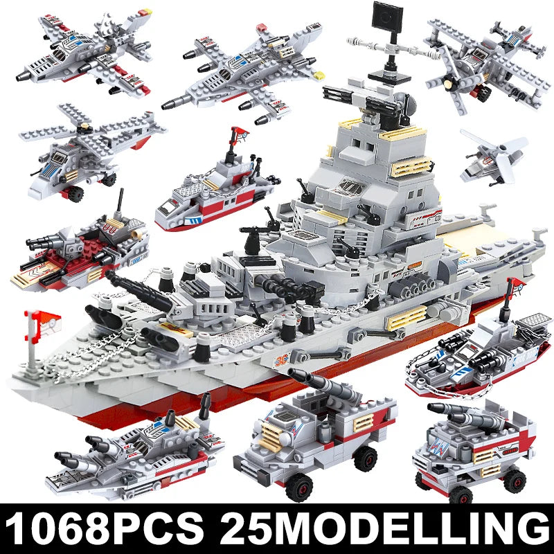 Military Building Blocks Set – Tank, Warship, Plane & Army Models