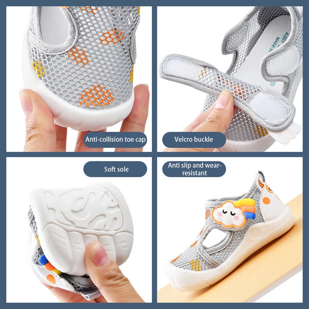 Baby Mesh Breathable Walking Shoes – Cartoon Non-Slip Toddler Sneakers