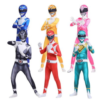 Power Rangers Cosplay Costume – Kids Superhero Bodysuit Sizes 110–190