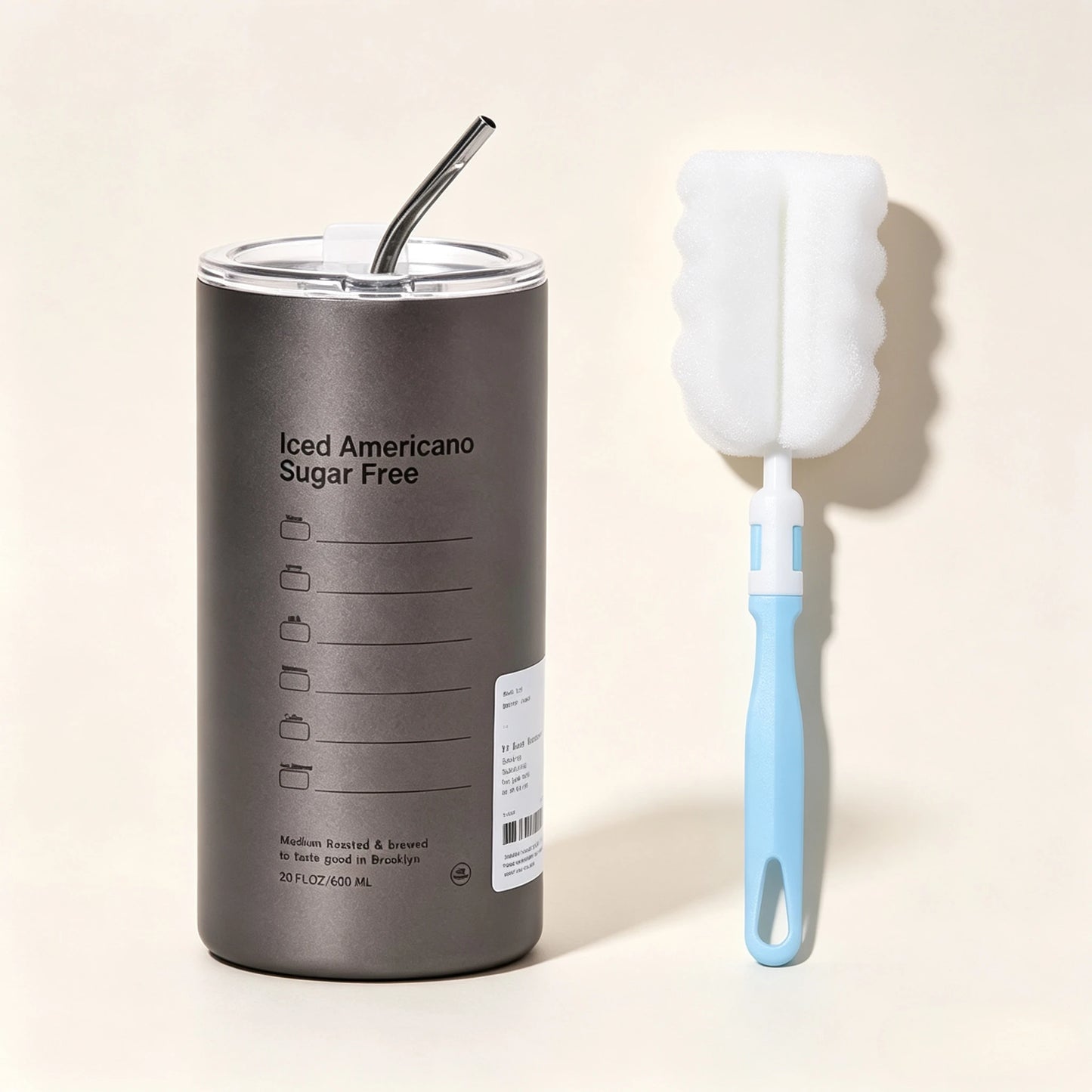 Stainless Steel Thermos Coffee Mug with Straw 20.3oz