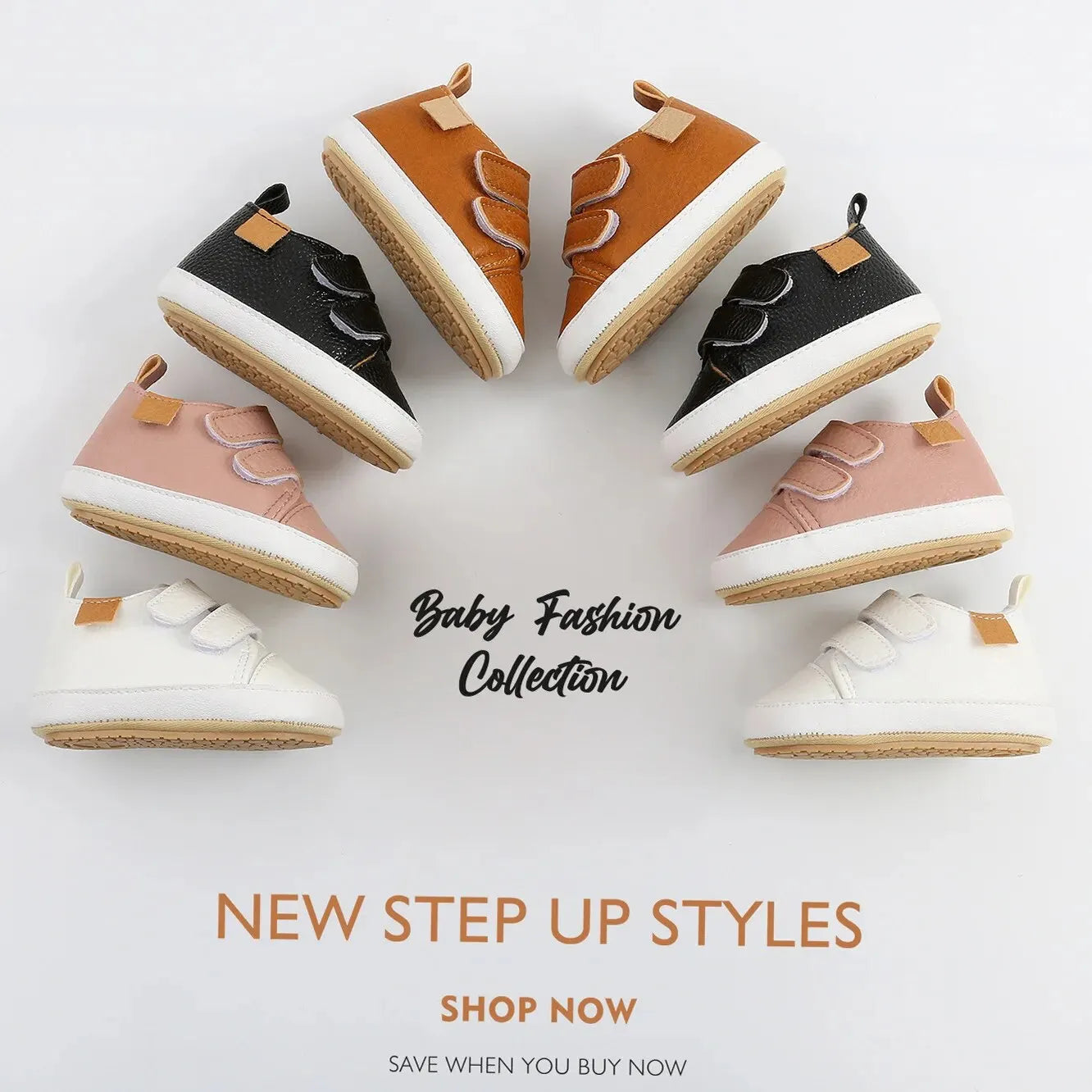 Baby First Walker Sneakers Anti-Slip PU Leather Shoes