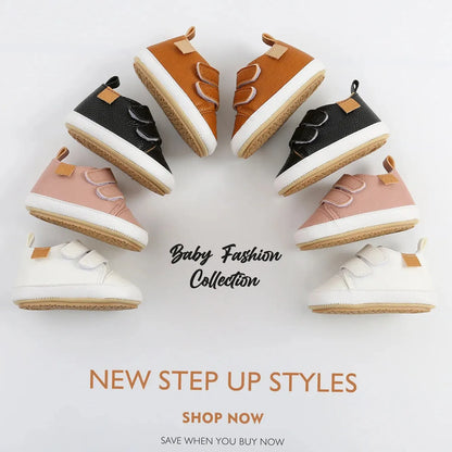 Baby First Walker Sneakers Anti-Slip PU Leather Shoes