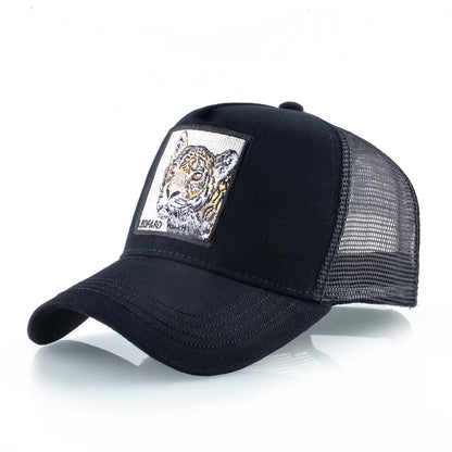 Unisex Embroidered Animal Patch Trucker Snapback Cap