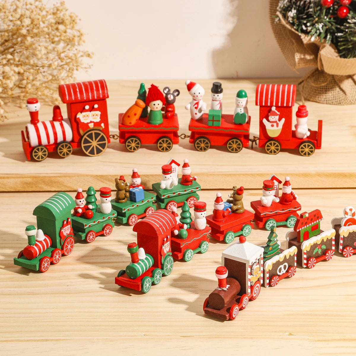 Christmas Wooden Train Decoration – Festive Holiday Ornament