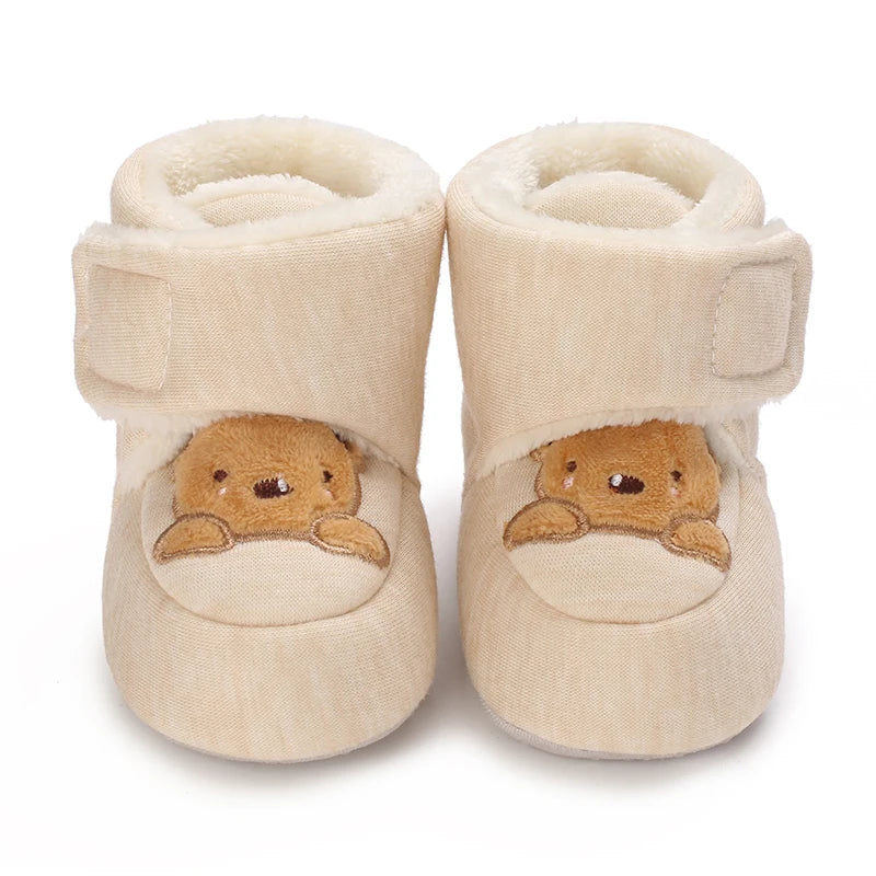 Baby Bear Booties – Soft Cotton First Walker Shoes 0-18 Months