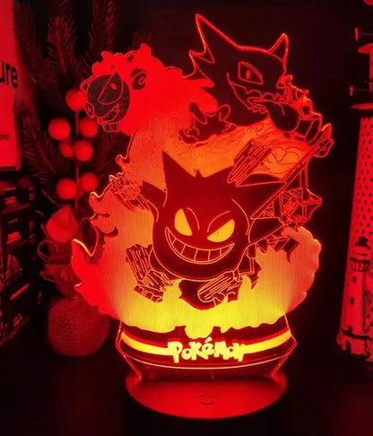 Pokémon Gengar Haunter Gastly 3D LED Night Light USB Color Changing Lamp