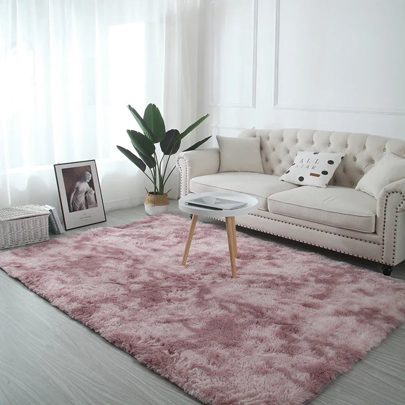 Tie-Dye Fluffy Plush Area Rug – Soft Shaggy Carpet for Living Room & Kids