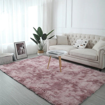 Tie-Dye Fluffy Plush Area Rug – Soft Shaggy Carpet for Living Room & Kids