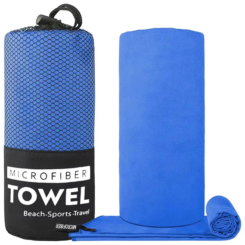 Microfiber Sports Towel with Mesh Bag – Quick Dry, Sand Free