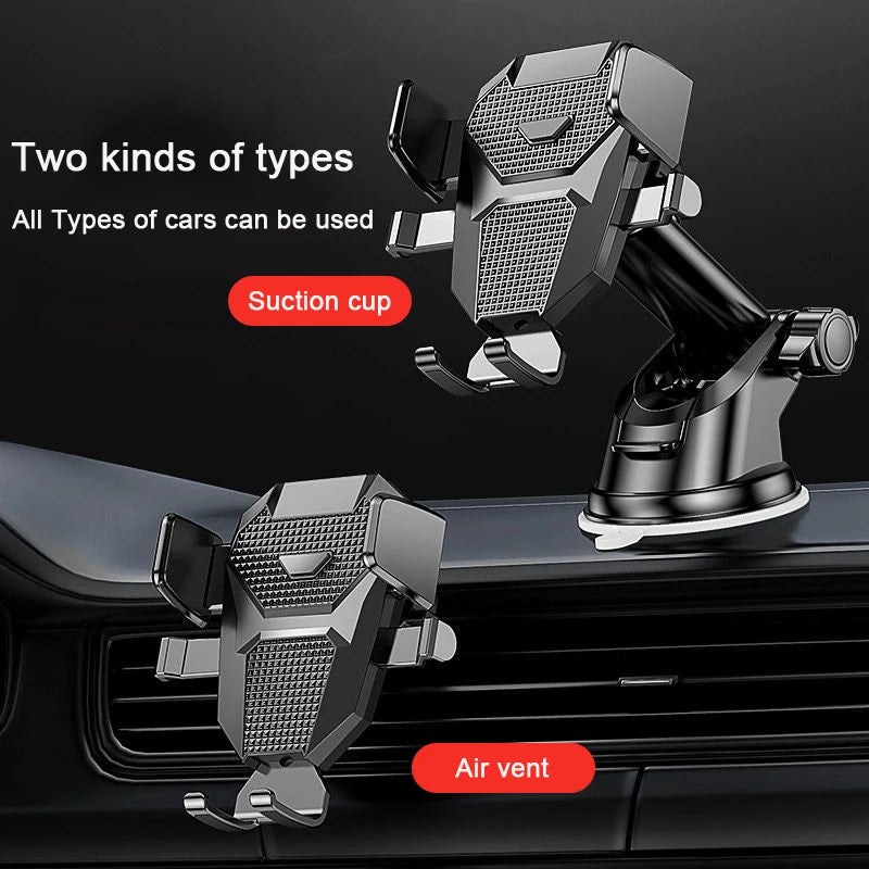 Car Phone Holder 360° Rotation – Vent & Suction Cup Mount
