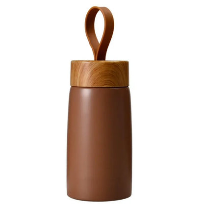 Mini Insulated Coffee Mug – Stainless Steel Thermos with Wood Lid
