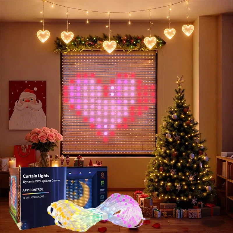 Smart LED Curtain Lights – App Control, Music Sync, DIY Pattern, IP65 Waterproof