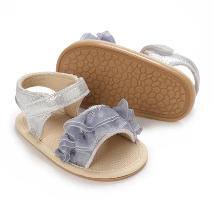 Baby Girl Sandals – Princess Ruffle Flat Shoes with Anti-Slip Rubber Sole