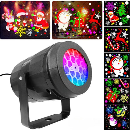 Christmas LED Projector Lamp – 16 Patterns, 360° Rotatable, USB Powered